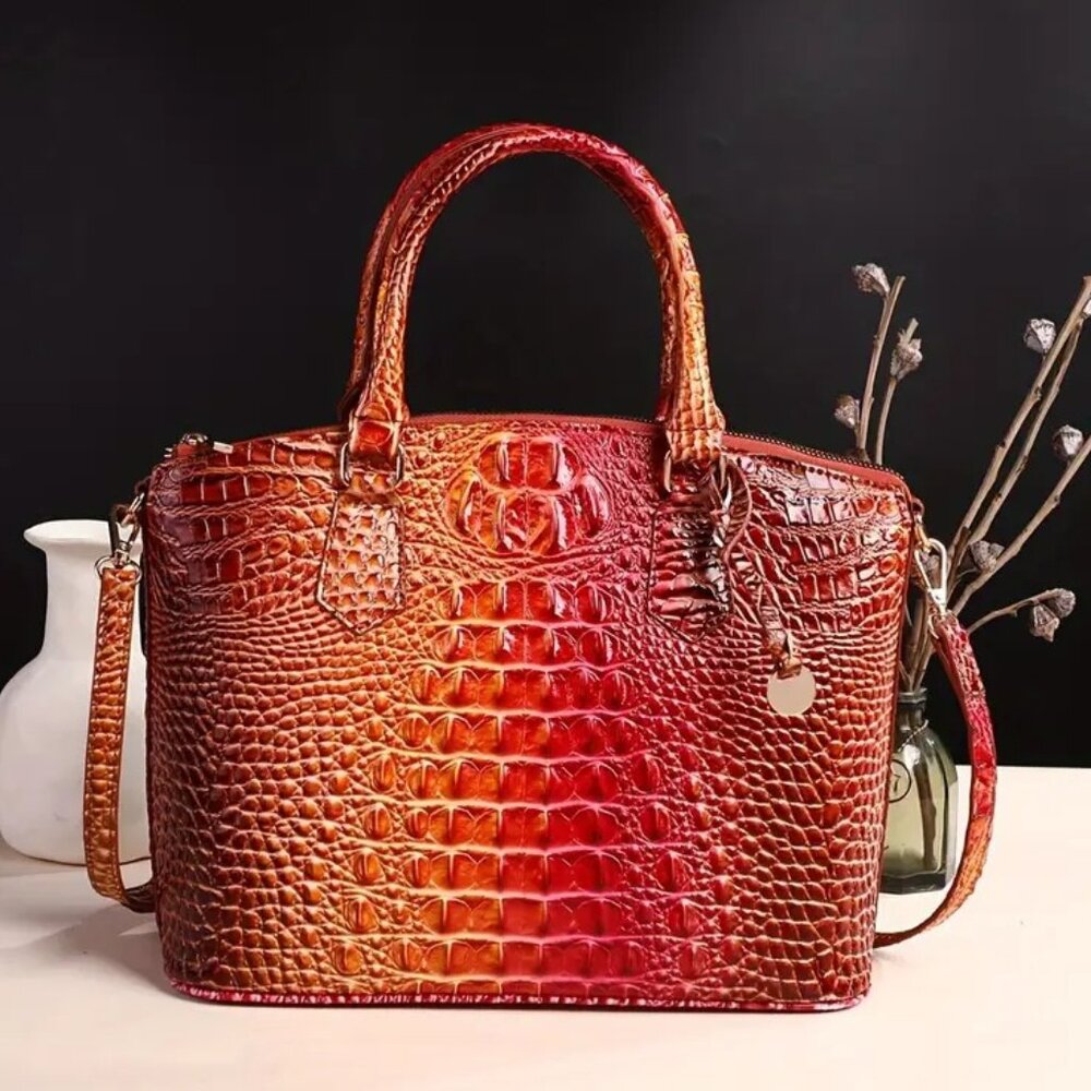 Stunning Gradient Crocodile Pattern Handbag Crossbody Purse for Women